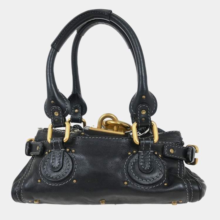 Pre Owned Chloe Paddington Mini Black Leather Shoulder Bag