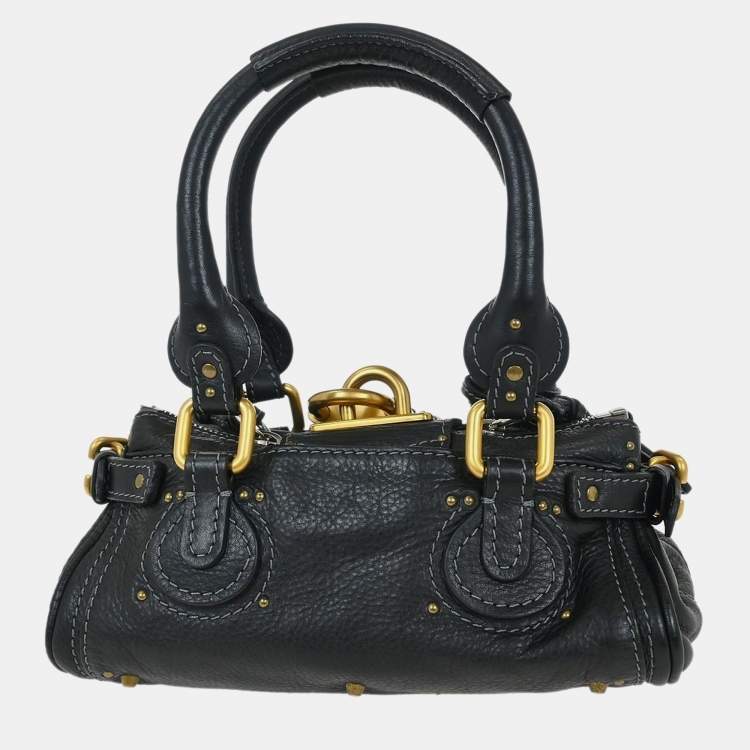 Pre Owned Chloe Paddington Mini Black Leather Shoulder Bag