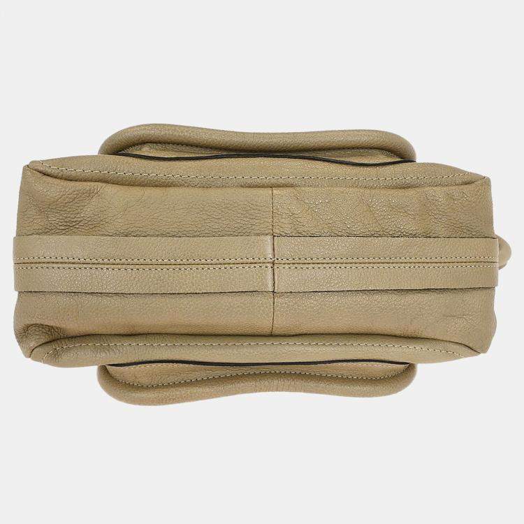 Pre Owned Chloe Paraty Beige Calfskin Leather Top Handle Bag