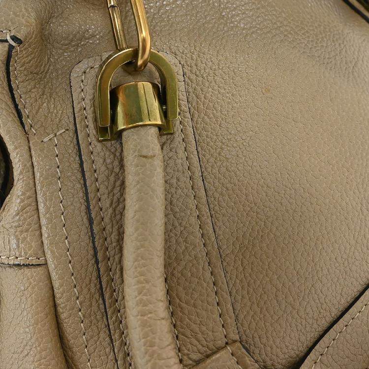 Pre Owned Chloe Paraty Beige Calfskin Leather Top Handle Bag
