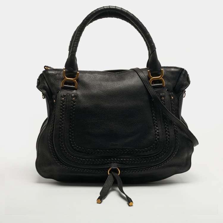 Pre Owned Chloe Marcie Large Black Leather Satchel
