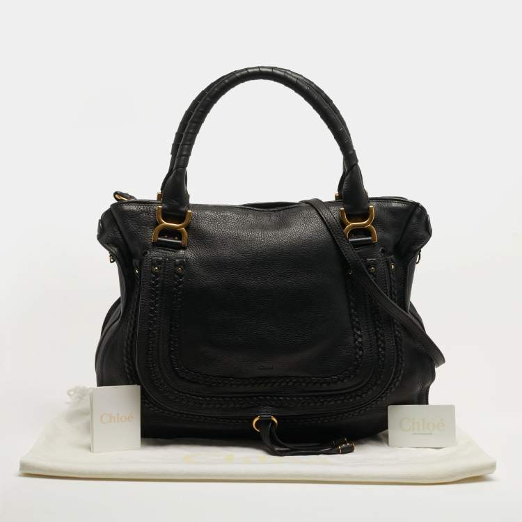 Pre Owned Chloe Marcie Large Black Leather Satchel