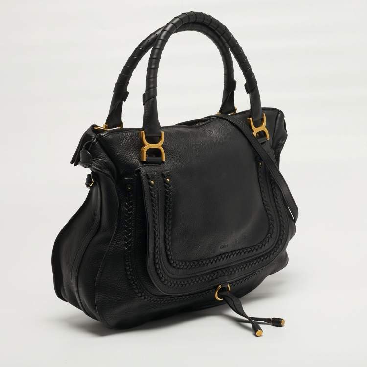 Pre Owned Chloe Marcie Large Black Leather Satchel