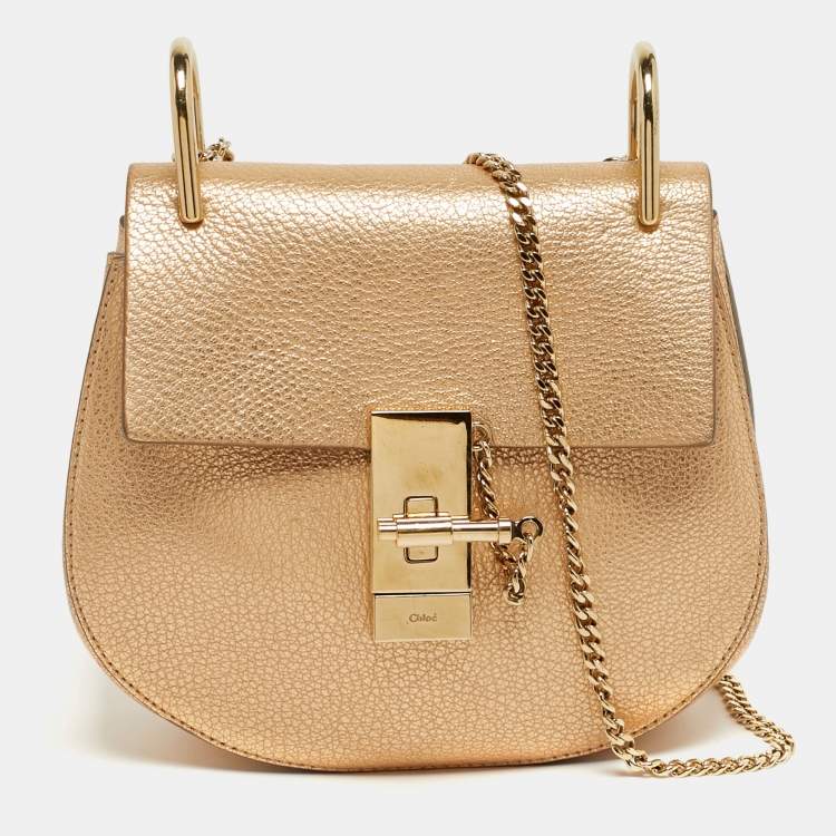 Pre Owned Chloé Drew Small Metallic Leather Shoulder Bag