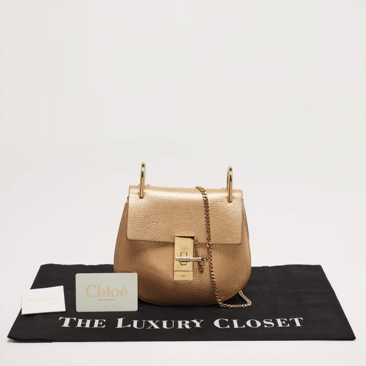 Pre Owned Chloé Drew Small Metallic Leather Shoulder Bag