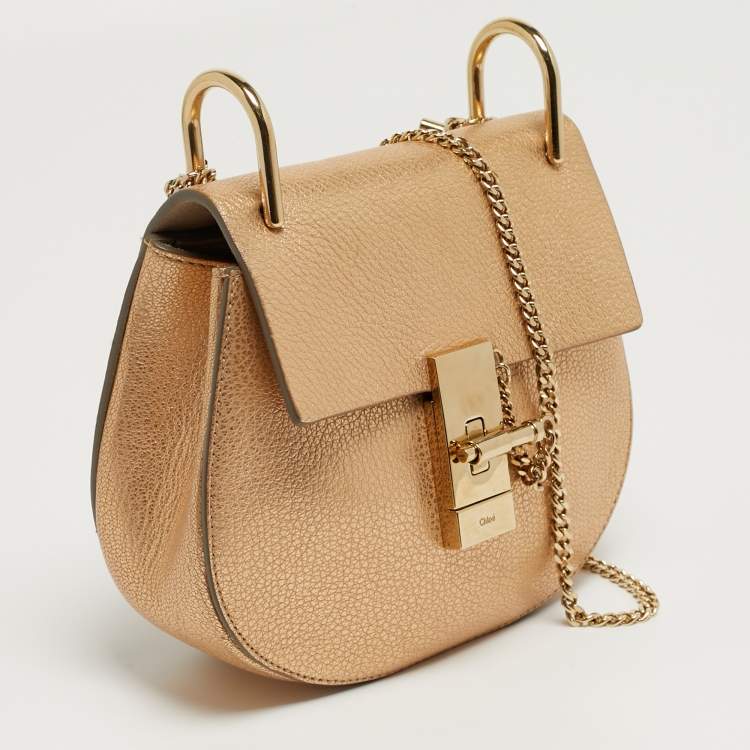 Pre Owned Chloé Drew Small Metallic Leather Shoulder Bag