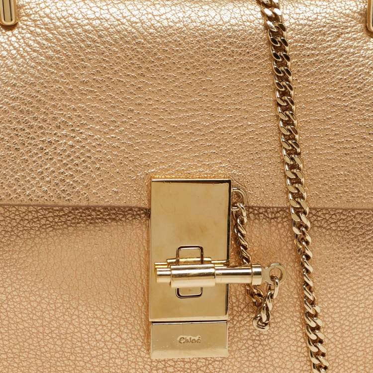 Pre Owned Chloé Drew Small Metallic Leather Shoulder Bag