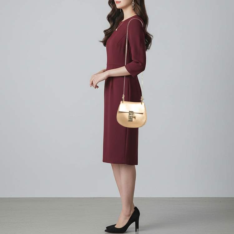 Pre Owned Chloé Drew Small Metallic Leather Shoulder Bag