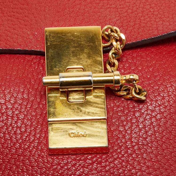 Pre Owned Chloé Drew Small Red Leather Shoulder Bag