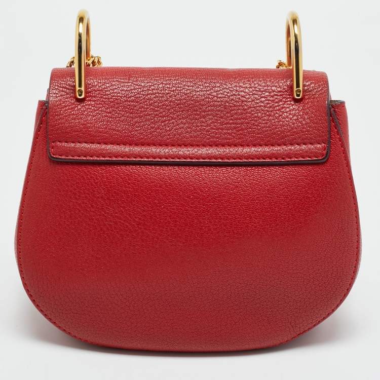 Pre Owned Chloé Drew Small Red Leather Shoulder Bag