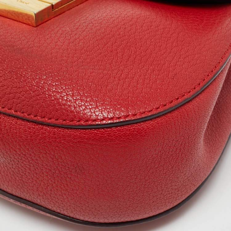 Pre Owned Chloé Drew Small Red Leather Shoulder Bag