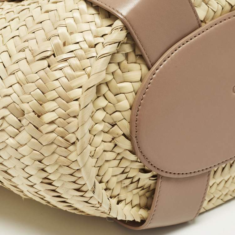 Pre Owned Chloé Sense Cream/Beige Leather and Raffia Tote