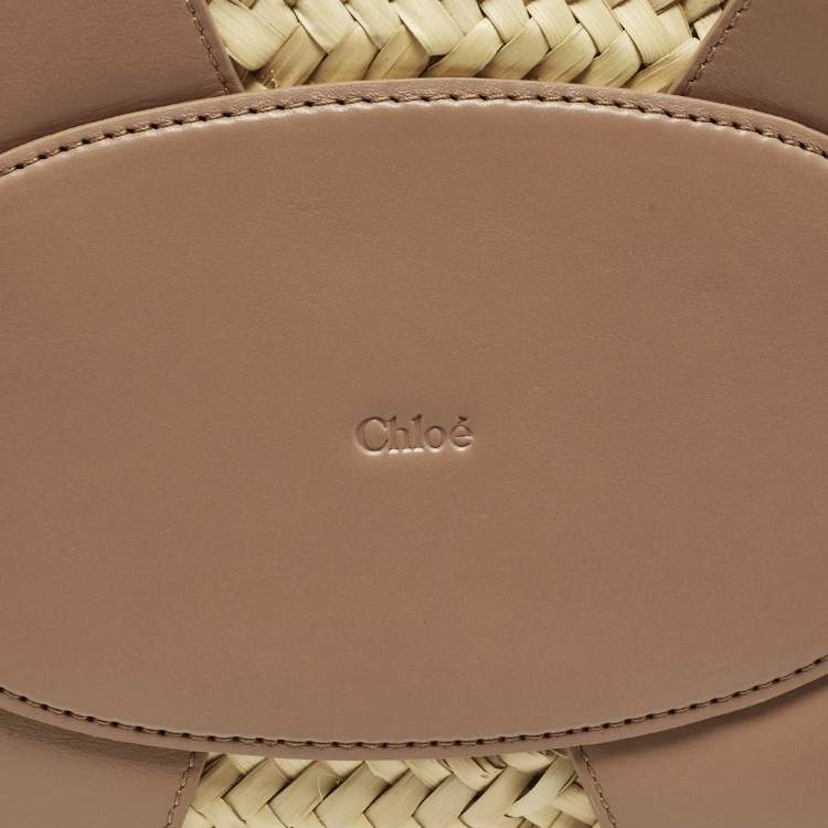 Pre Owned Chloé Sense Cream/Beige Leather and Raffia Tote