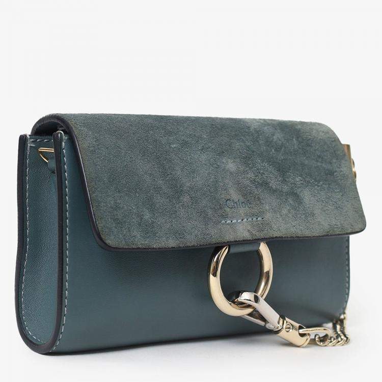Pre Owned Chloe Green Suede/Leather Small Faye Bag