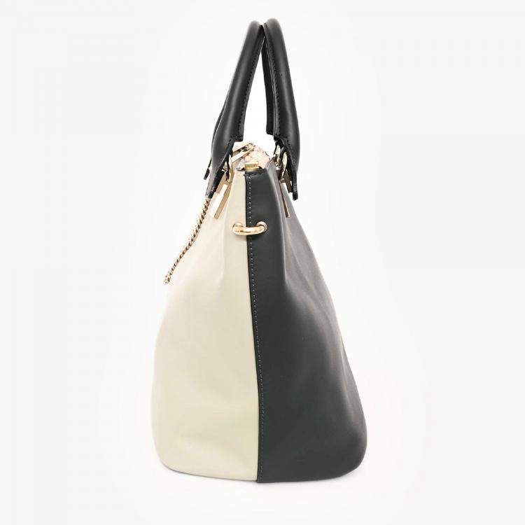 Pre Owned Chloe 2014 Black/Light Grey Leather Baylee Tote with Strap