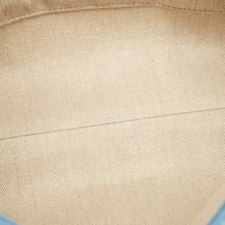 Pre Owned Chloé Woody Medium Blue Denim and Leather Tote