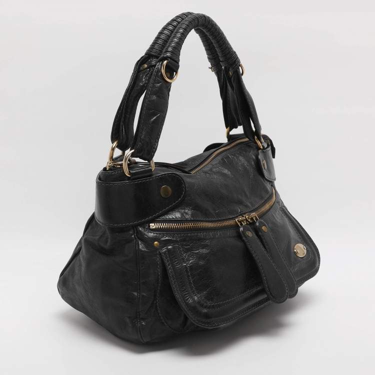 Pre Owned Chloe Bay Large Black Leather Hobo