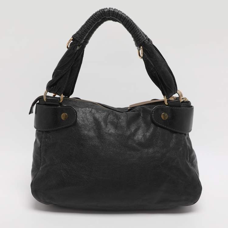 Pre Owned Chloe Bay Large Black Leather Hobo