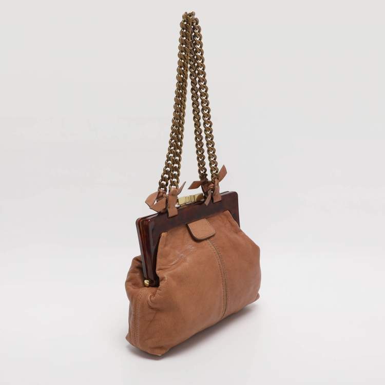 Pre Owned Chloe Beige Leather Frame Shoulder Bag