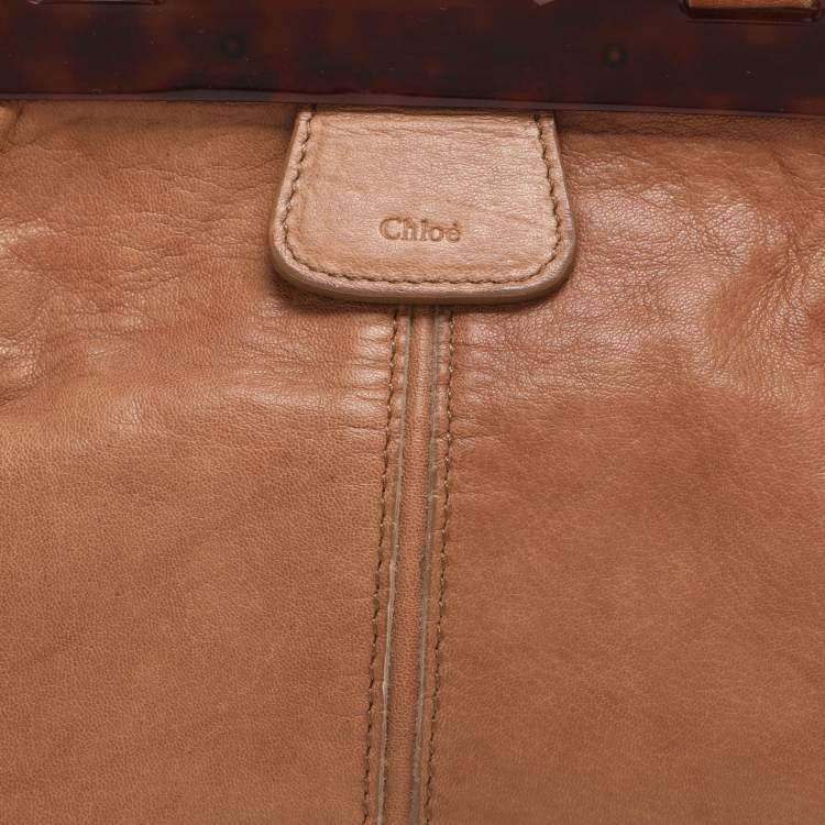 Pre Owned Chloe Beige Leather Frame Shoulder Bag