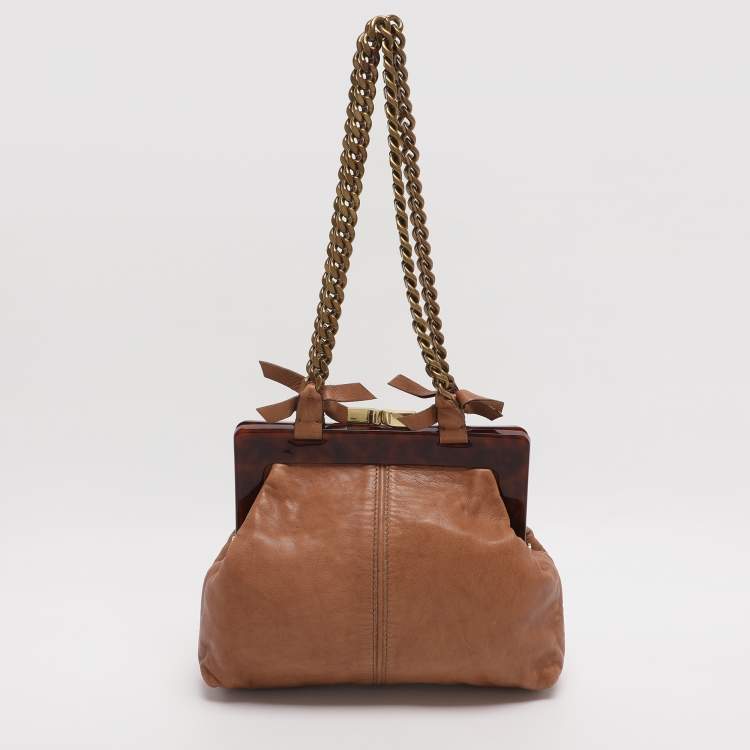 Pre Owned Chloe Beige Leather Frame Shoulder Bag