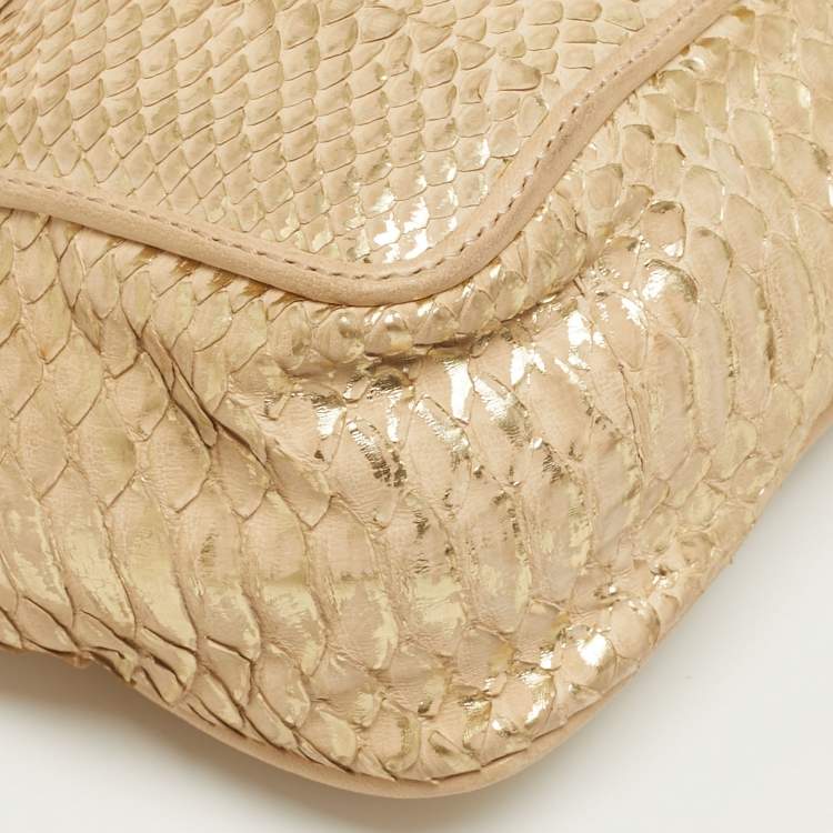 Pre Owned Chloe Elsie Small Beige/Gold Python Shoulder Bag
