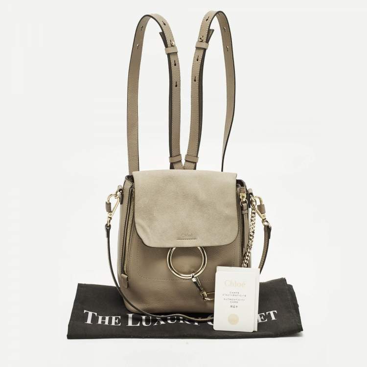Pre Owned Chloe Faye Day Small Beige Leather and Suede Backpack