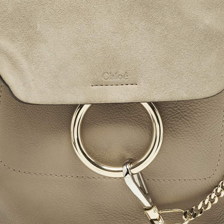 Pre Owned Chloe Faye Day Small Beige Leather and Suede Backpack
