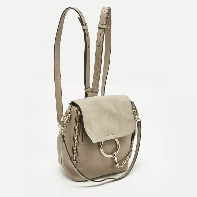 Pre Owned Chloe Faye Day Small Beige Leather and Suede Backpack