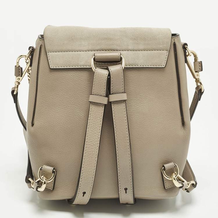 Pre Owned Chloe Faye Day Small Beige Leather and Suede Backpack