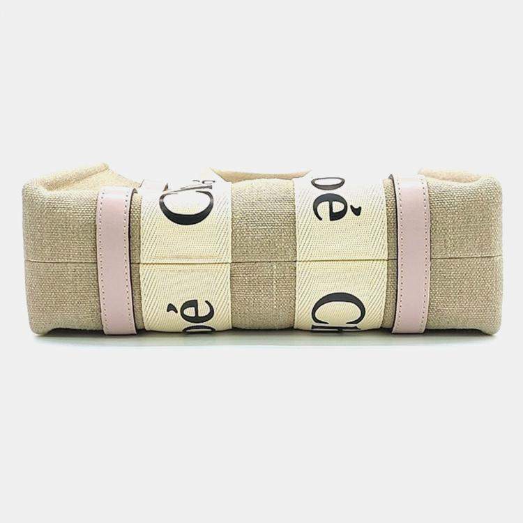 Pre Owned Chloe Beige Canvas Woody Bag Small