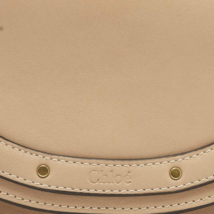 Pre Owned Chloe Nile Bracelet Small Beige Leather Minaudiere Bag