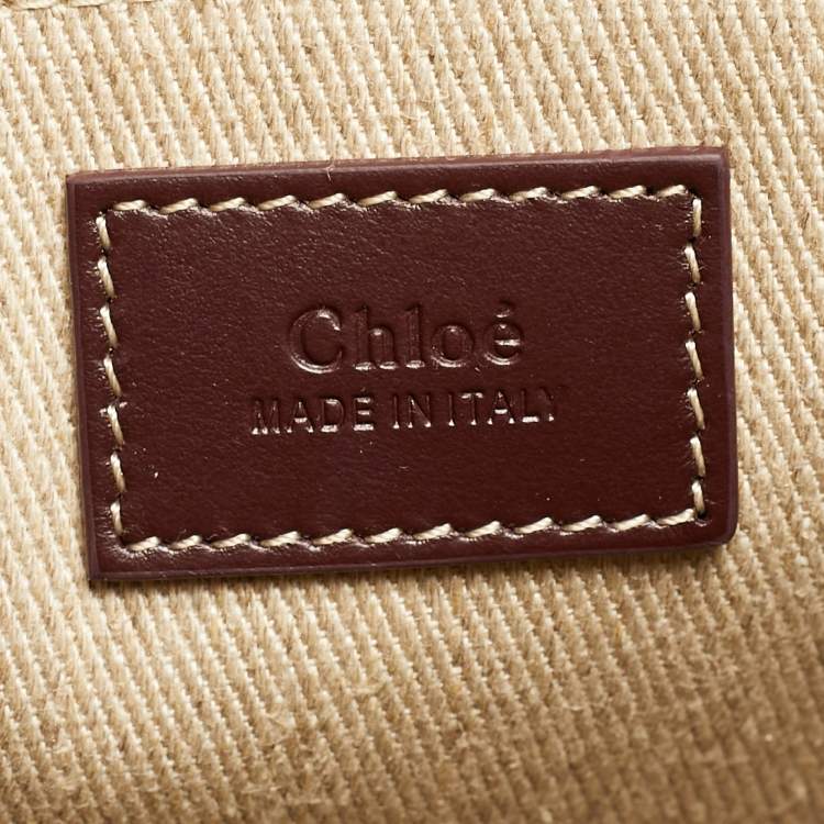 Pre Owned Chloé Woody Medium Beige/Pink Canvas Tote