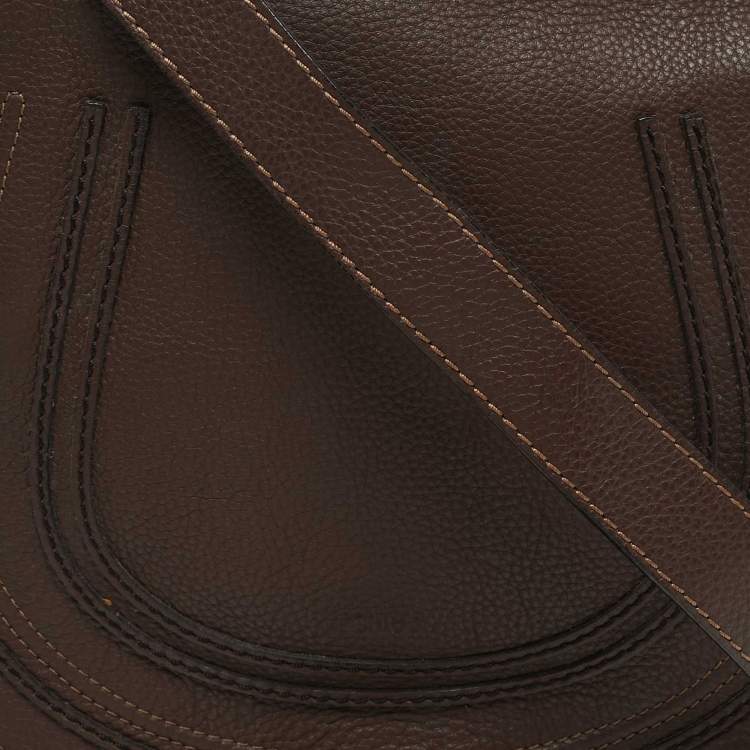 Pre Owned Chloe Marcie Medium Dark Brown Leather Crossbody Bag