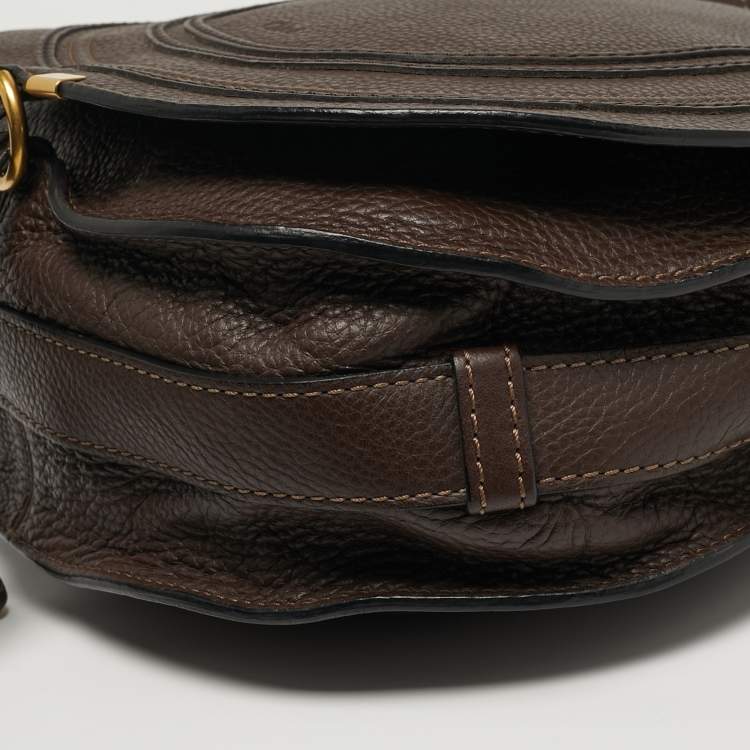 Pre Owned Chloe Marcie Medium Dark Brown Leather Crossbody Bag