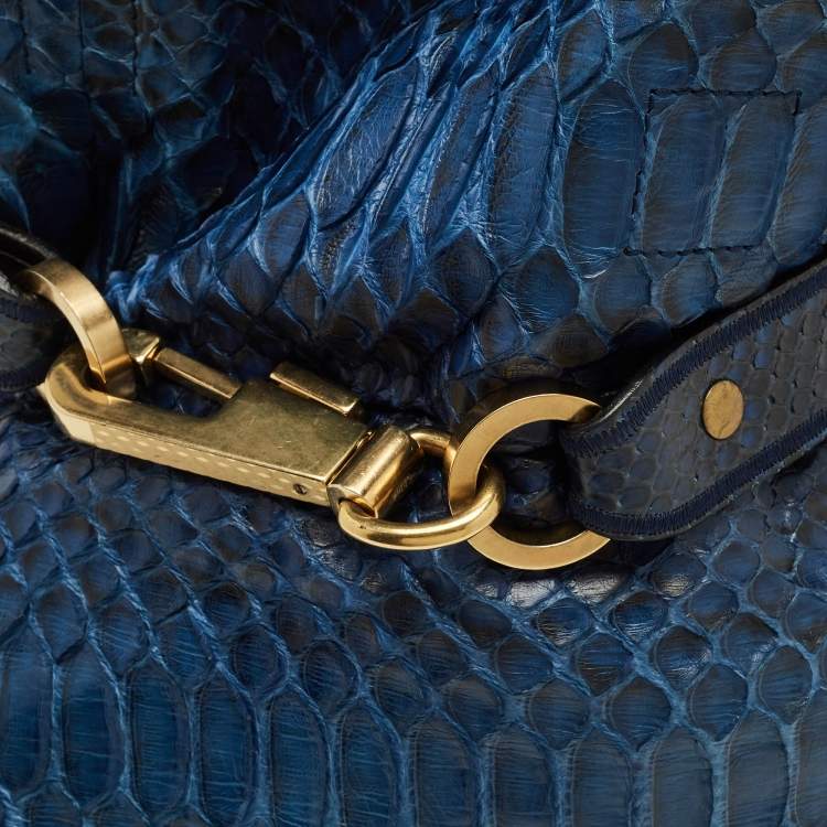 Pre Owned Chloe Joan Blue/Black Python Bucket Bag