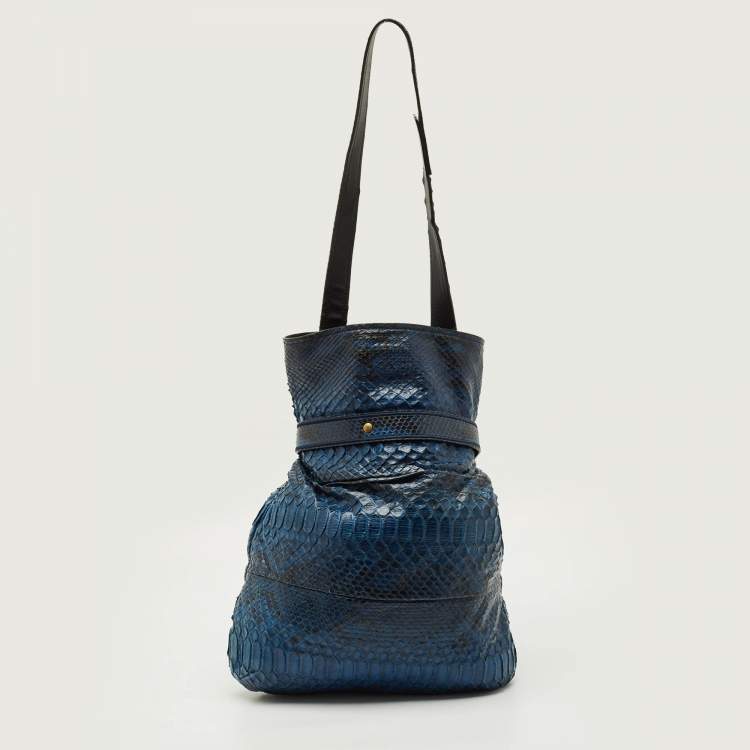 Pre Owned Chloe Joan Blue/Black Python Bucket Bag