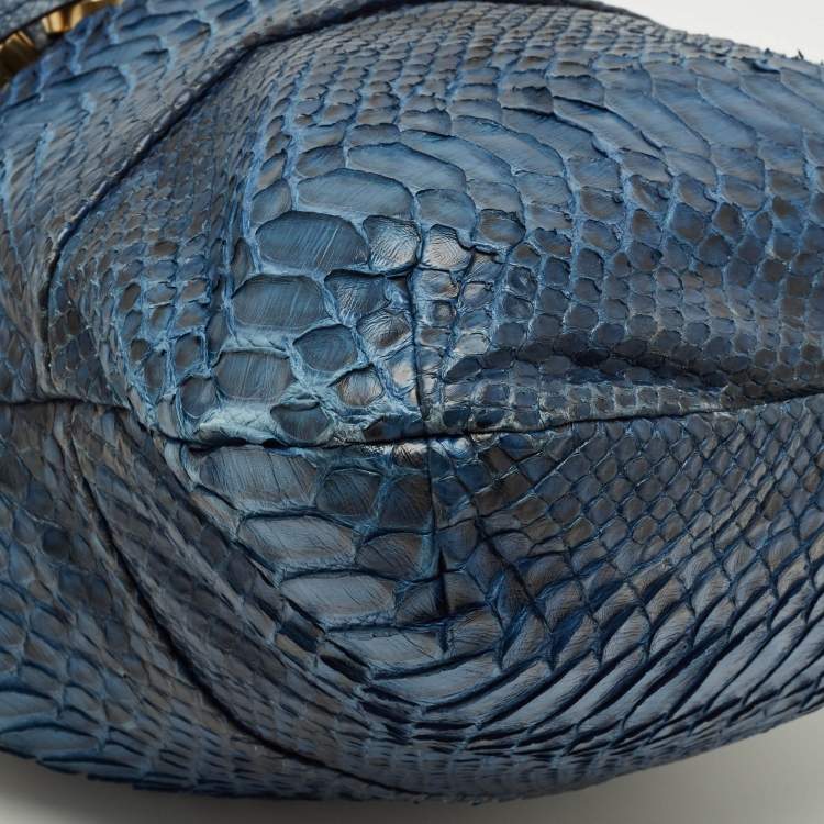 Pre Owned Chloe Joan Blue/Black Python Bucket Bag