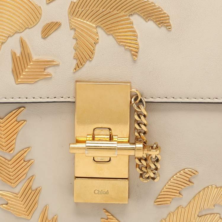 مملوكة مسبقًا Chloe Palm Embellished Drew Small Light Beige Leather Shoulder Bags