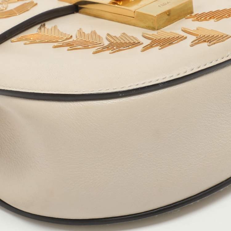 مملوكة مسبقًا Chloe Palm Embellished Drew Small Light Beige Leather Shoulder Bags