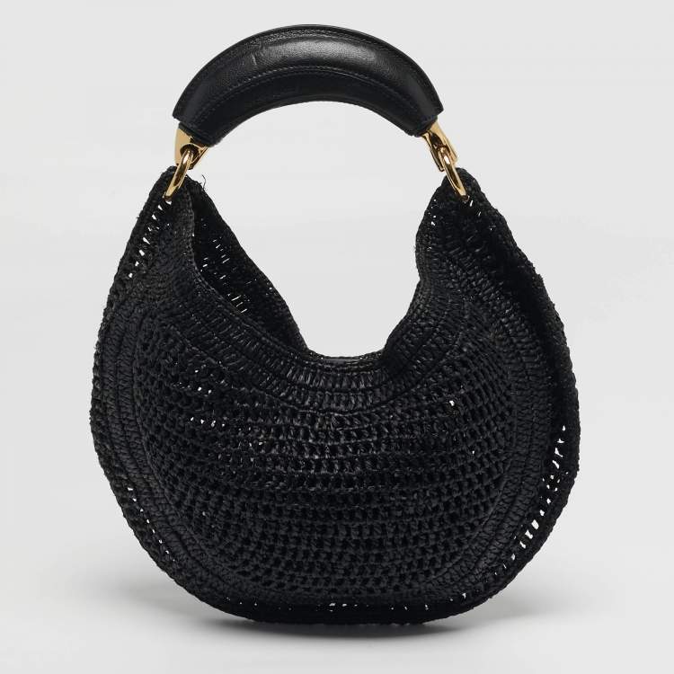 Pre Owned Chloe Summer Banana Black Raffia Hobo