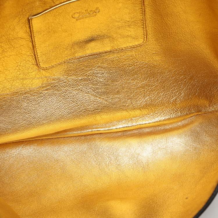 Pre Owned Chloe Brick Leather Crystal Bow Embellished Chain Bag