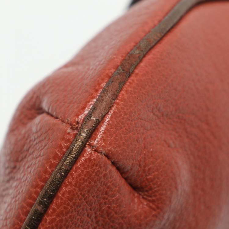 Pre Owned Chloe Brick Leather Crystal Bow Embellished Chain Bag