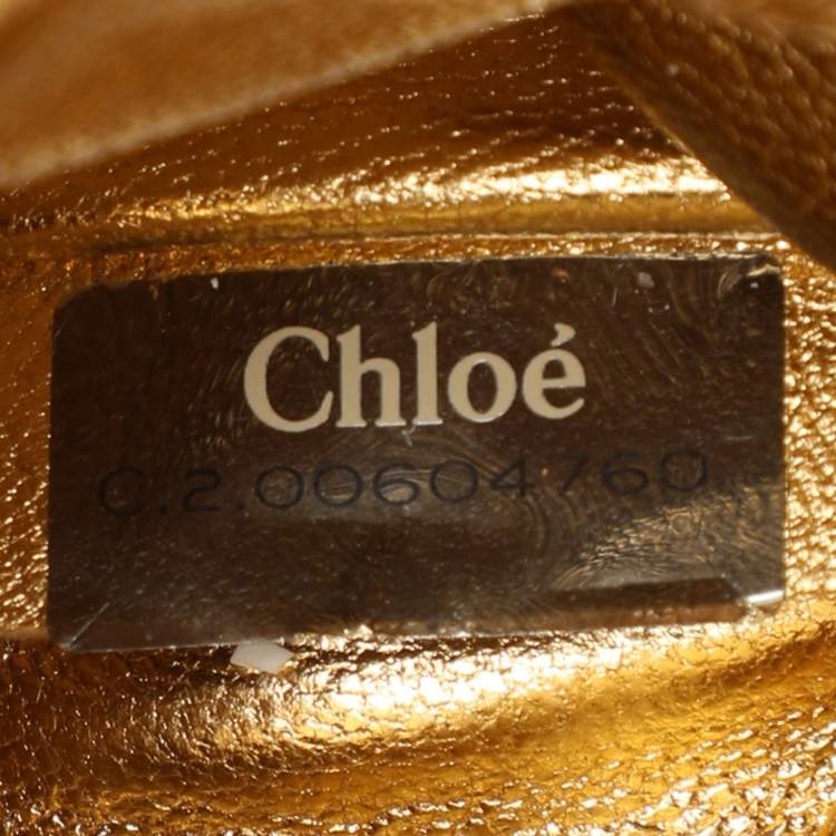 Pre Owned Chloe Brick Leather Crystal Bow Embellished Chain Bag