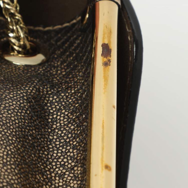 Pre Owned Chloe Sally Small Metallic Python Embossed Leather Shoulder Bag