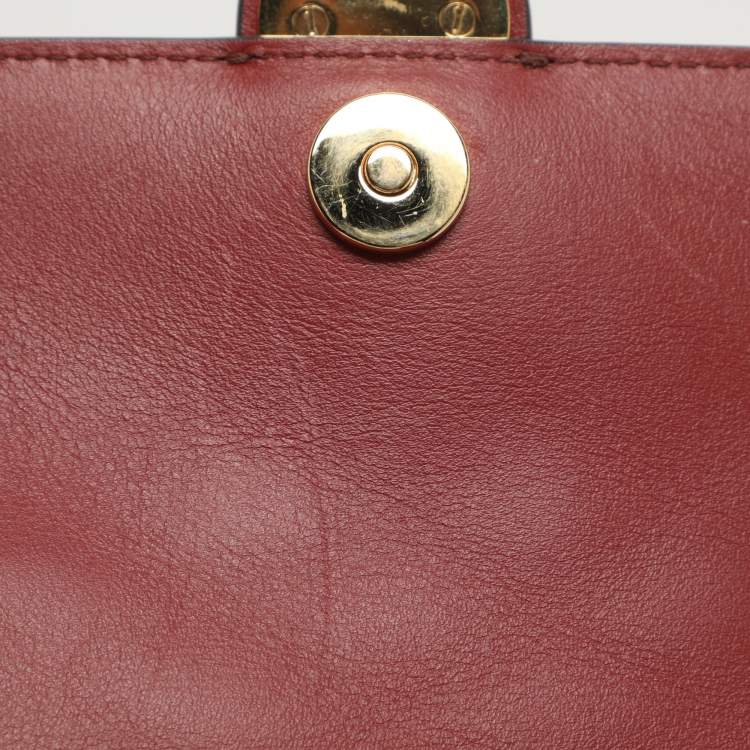 Pre Owned Chloe Tess Embroidered Red Leather and Suede Shoulder Bags