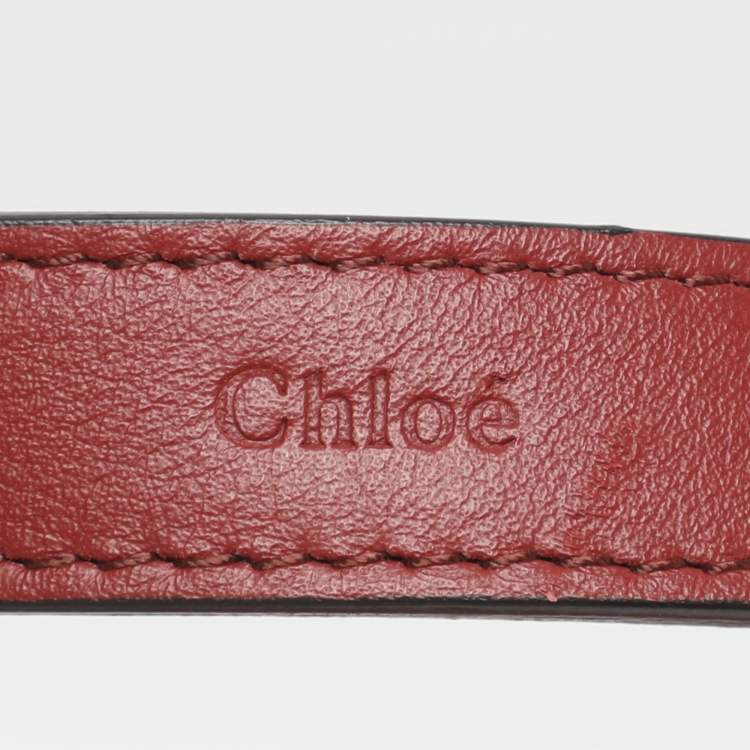 Pre Owned Chloe Tess Embroidered Red Leather and Suede Shoulder Bags