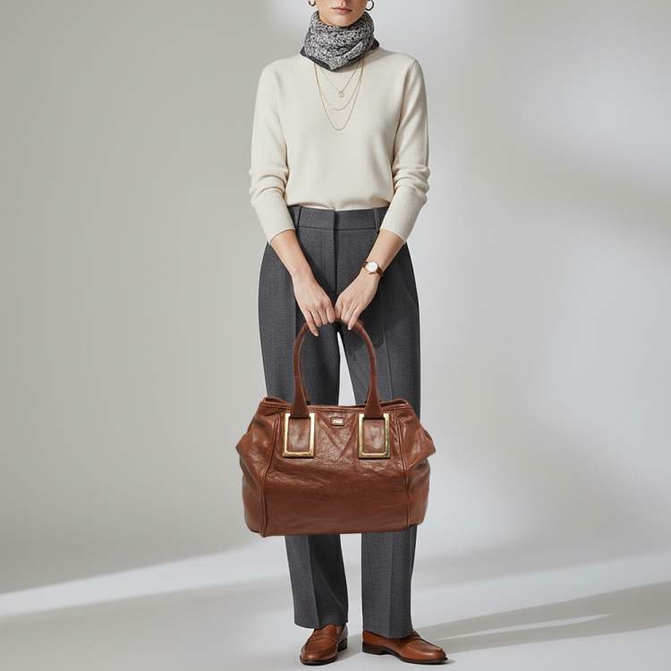 Pre Owned Chloe Ethel Brown Leather Tote