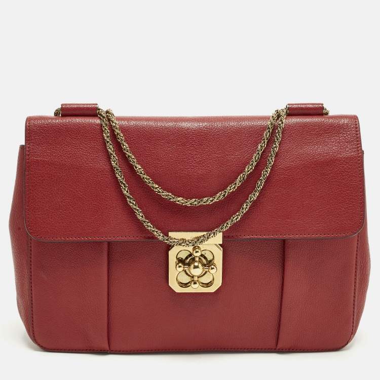 Pre Owned Chloe Elsie Large Red Leather Shoulder Bag