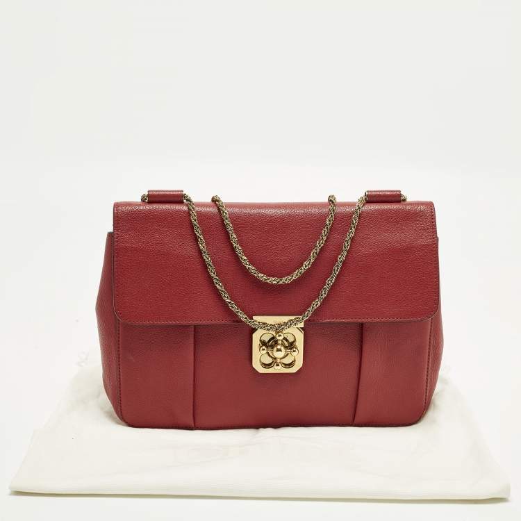 Pre Owned Chloe Elsie Large Red Leather Shoulder Bag
